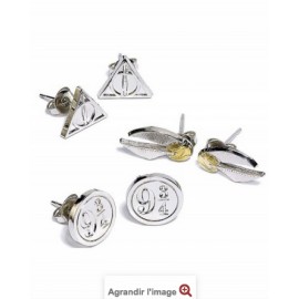 Harry Potter - Boucles d'oreilles Deathly Hallows, Platform 9 3/4, Golden Snitch