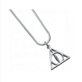 Harry Potter - Pendentif et collier plaqués argent Deathly Hallows